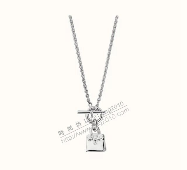 Hermes首飾品 愛馬仕925銀包包項鏈 Hermes原版Kelly素銀包包項鏈  zgh1582
